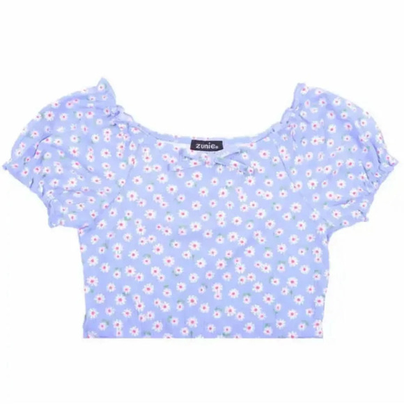 #20 Zunie Youth 2-pack Dress, Pink Striped Blue Floral Large 14/16 - Picture 3 of 9